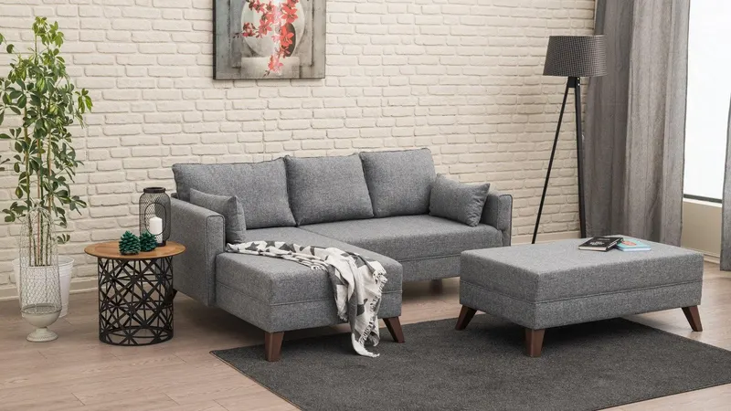 Canapea extensibilă Bella, Colț, Stânga, Diverse culori, 205x140x85 cm - Gri închis