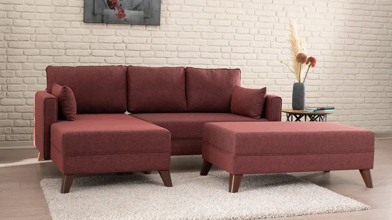Canapea extensibilă Bella, Colț, Stânga, Diverse culori, 205x140x85 cm - Bordo