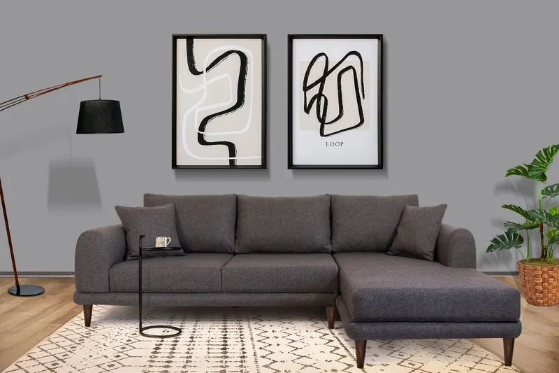 Canapea extensibilă de colț Nero, NQ6-189, Gri, 160x90x78 cm - Gri