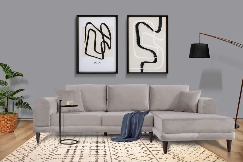 Canapea extensibilă de colț Nero, NQ6-249, Gri, 160x90x78 cm - Gri