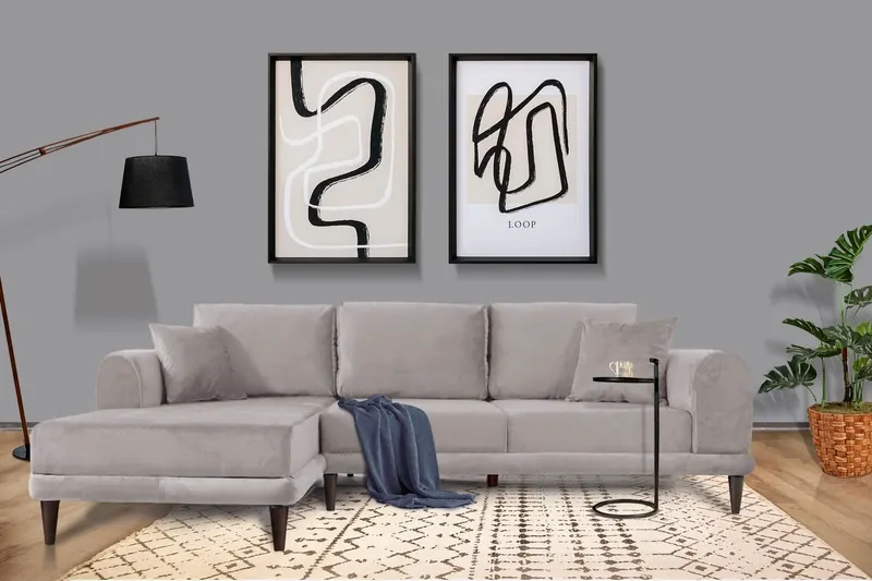 Canapea extensibilă de colț Nero, NQ6-250, Gri, 160x90x78 cm - Gri