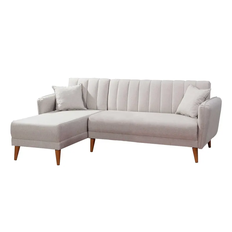 Canapea extensibilă Aqua, Colț, Stânga, Diverse culori, 225x150x85 cm - Crem