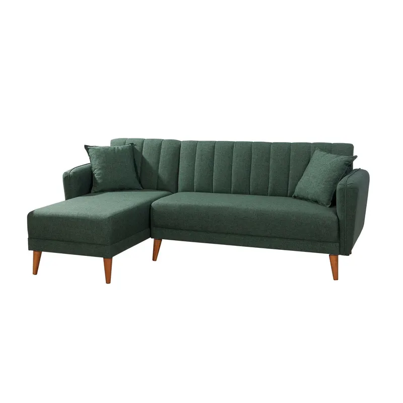 Canapea extensibilă Aqua, Colț, Stânga, Diverse culori, 225x150x85 cm - Verde închis
