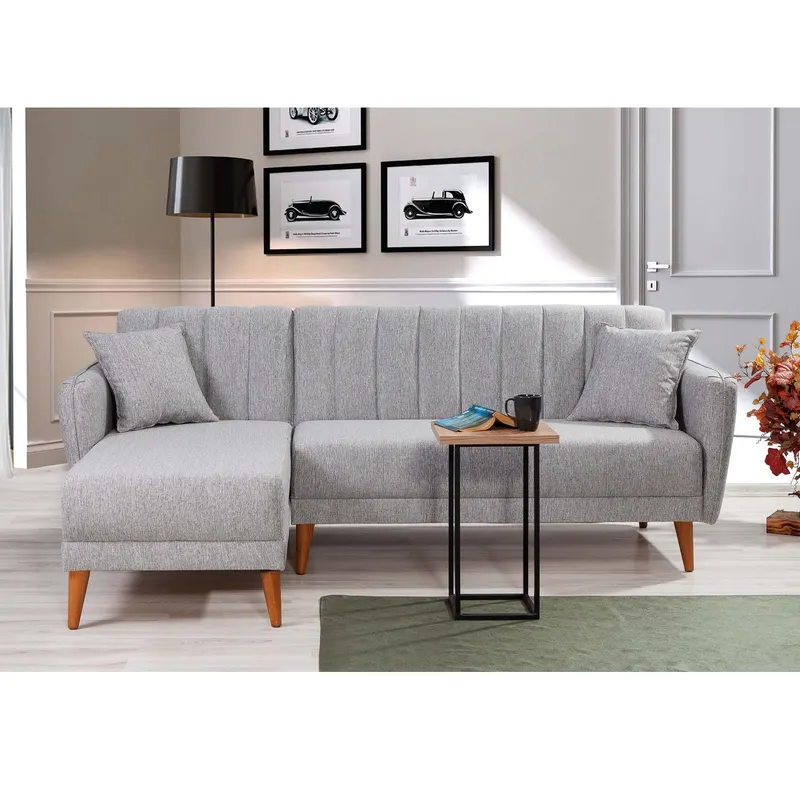 Canapea extensibilă Aqua, Colț, Stânga, Diverse culori, 225x150x85 cm - Gri deschis