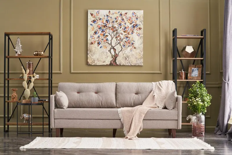 Canapea extensibilă Comfort, 3 piese, Diverse culori, 205x80x80 cm - Crem