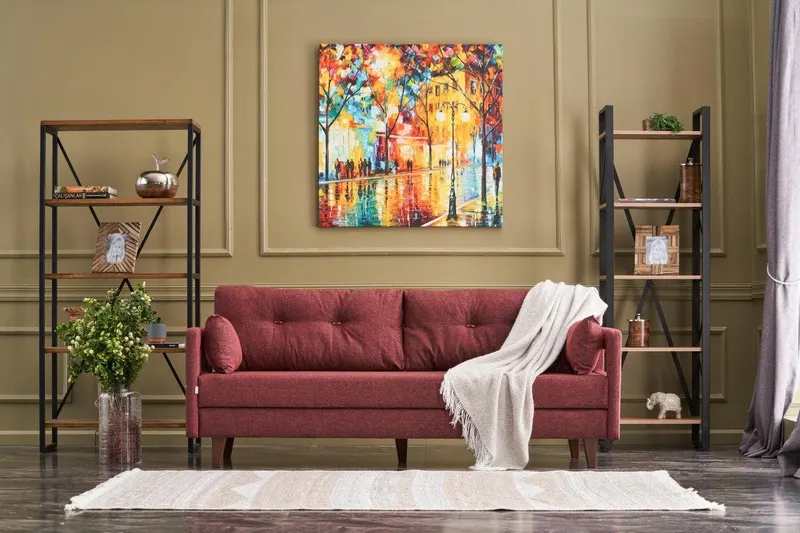 Canapea extensibilă Comfort, 3 piese, Diverse culori, 205x80x80 cm - Bordo
