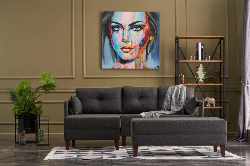 Canapea extensibilă Comfort, Colț, Stânga, Diverse culori, 205x165x80 cm - Antracit
