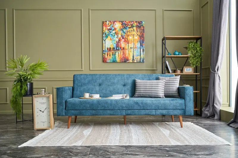 Canapea extensibilă Dublin, 3 locuri, Diverse culori, 214x75x90 cm - Turcoaz