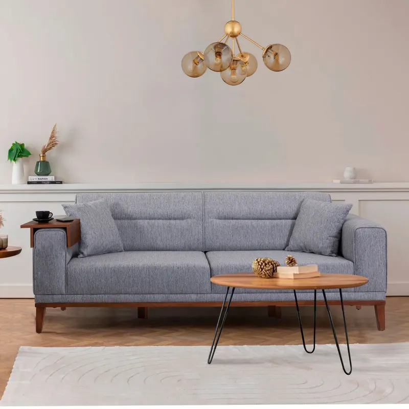 Canapea extensibilă 3 locuri Liones, Gri, 223x94x82 cm - Gri