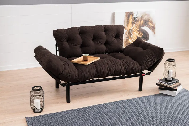 Canapea extensibilă 2 locuri Nitta, Diverse culori, 155x70x85 cm - Maro