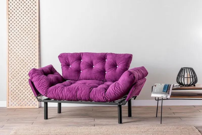 Canapea extensibilă 2 locuri Nitta, Diverse culori, 155x70x85 cm - Mov