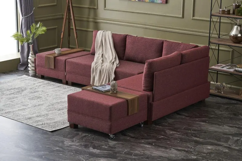 Canapea extensibilă de colț Fly, 1 piesă, Dreapta, Diverse culori, 210x280x70 cm - Bordo