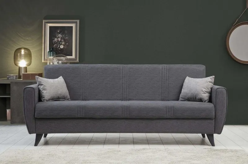Canapea extensibilă Zaden, 3 locuri, Diverse culori, 207x77x86 cm - Gri închis