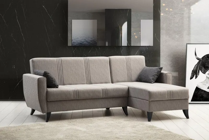Canapea extensibilă Zaden, Colț, Diverse culori, 218x130x86 cm - Gri deschis