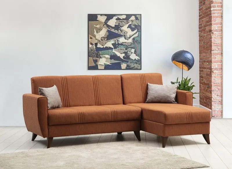 Canapea extensibilă Zaden, Colț, Diverse culori, 218x130x86 cm - Roșu cărămiziu