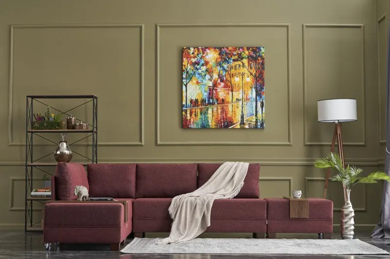 Canapea extensibilă de colț Fly, 1 piesă, Stânga, Bordo, 210x280x80 cm - Bordo