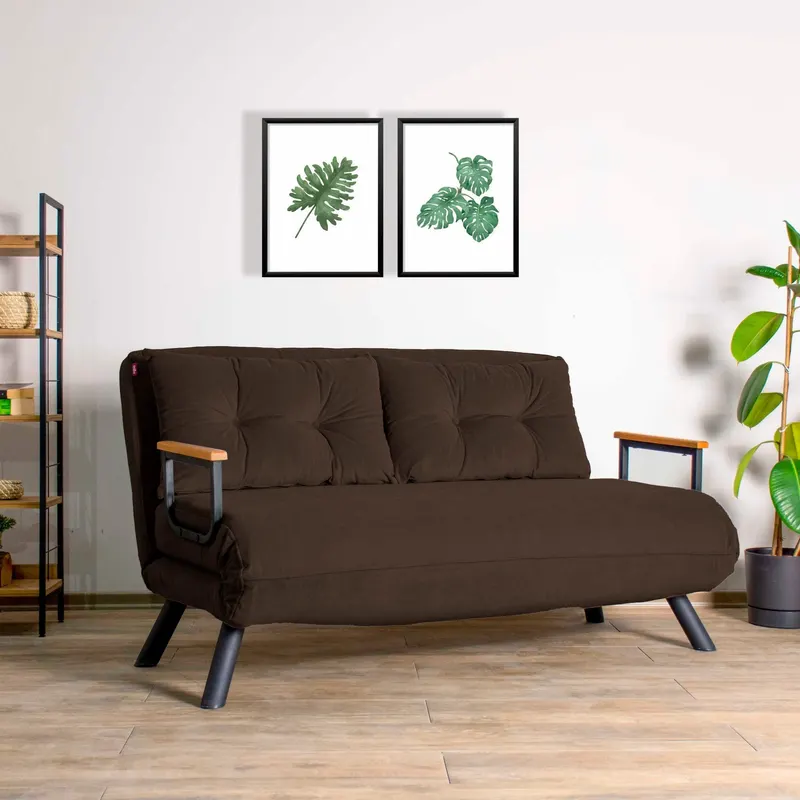 Canapea extensibilă 2 locuri Sando, Diverse culori, 133x50x41 cm - Maro