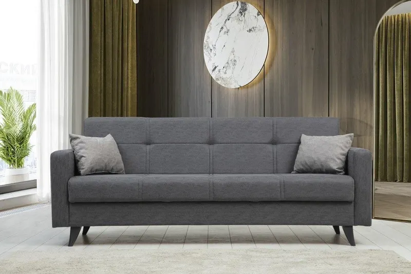 Canapea extensibilă Polya, 3 locuri, Diverse culori, 205x75x86 cm - Gri închis