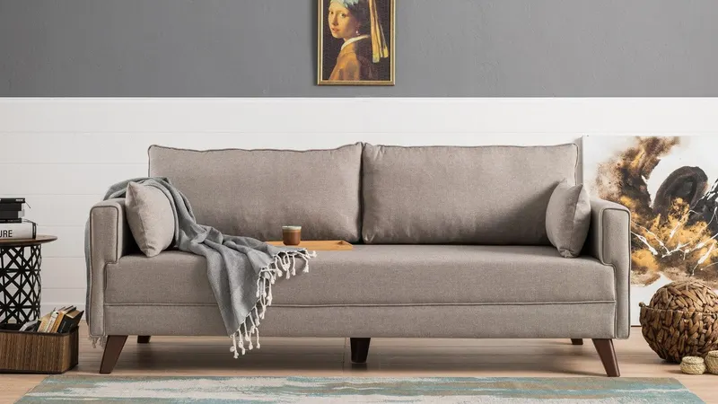 Canapea extensibilă Bella, 3 locuri, Diverse culori, 208x81x85 cm - Crem