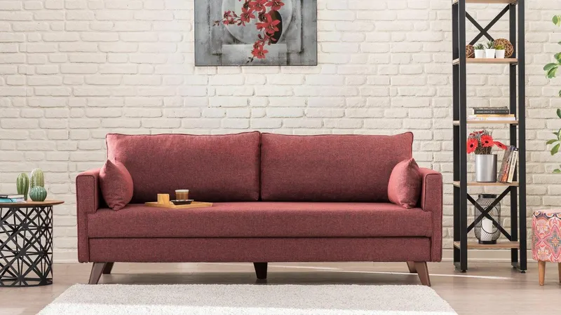 Canapea extensibilă Bella, 3 locuri, Diverse culori, 208x81x85 cm - Bordo
