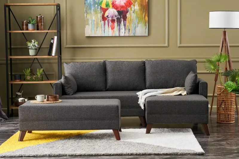 Canapea extensibilă Bella, Colț, Dreapta, Mini, Diverse culori, 205x81x85 cm - Antracit