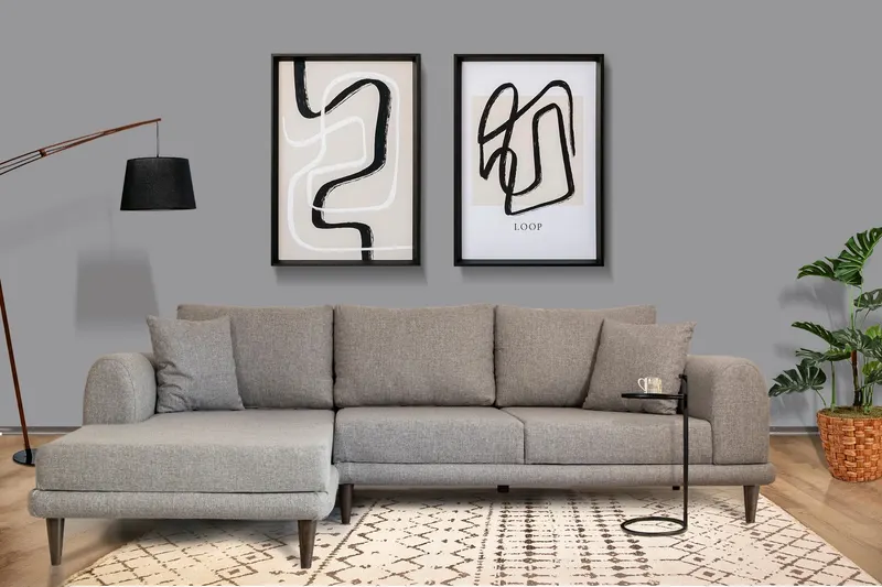 Canapea extensibilă de colț Nero, NQ6-149, Gri, 160x90x78 cm - Gri
