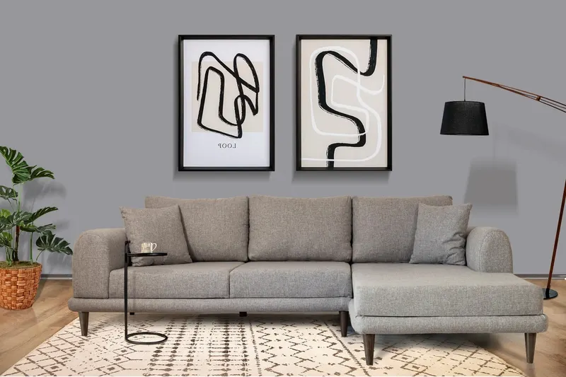 Canapea extensibilă de colț Nero, NQ6-150, Gri, 160x90x78 cm - Gri