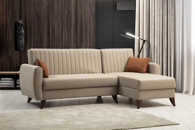 Canapea extensibilă Alkon, Colț, Diverse culori, 223x130x86 cm - Bej
