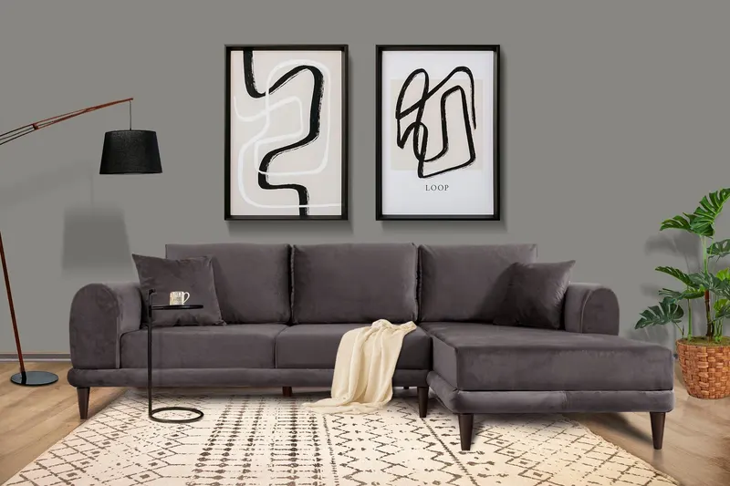 Canapea extensibilă de colț Nero, NQ6-185, Gri, 160x90x78 cm - Gri