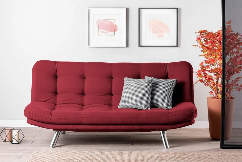 Canapea extensibilă 3 locuri Misa, Bordo, 200x100x104 cm - Bordo