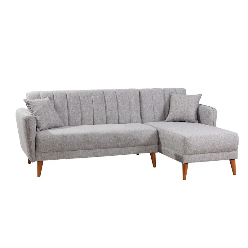 Canapea extensibilă Tetra, Colț, Dreapta, Diverse culori, 225x150x85 cm - Gri deschis