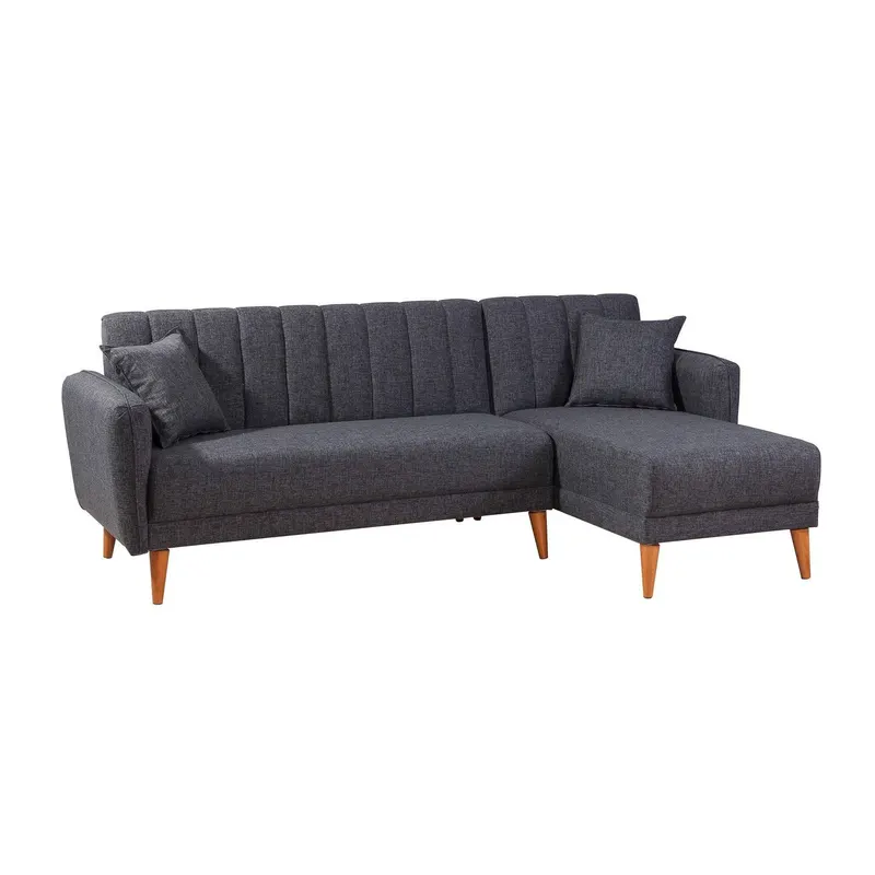 Canapea extensibilă Tetra, Colț, Dreapta, Diverse culori, 225x150x85 cm - Gri închis