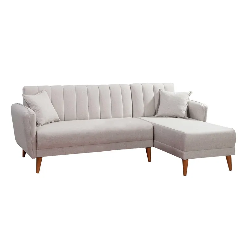 Canapea extensibilă Tetra, Colț, Dreapta, Diverse culori, 225x150x85 cm - Bej