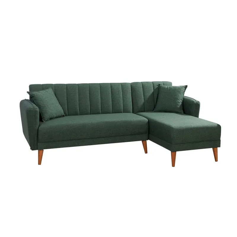 Canapea extensibilă Tetra, Colț, Dreapta, Diverse culori, 225x150x85 cm - Verde