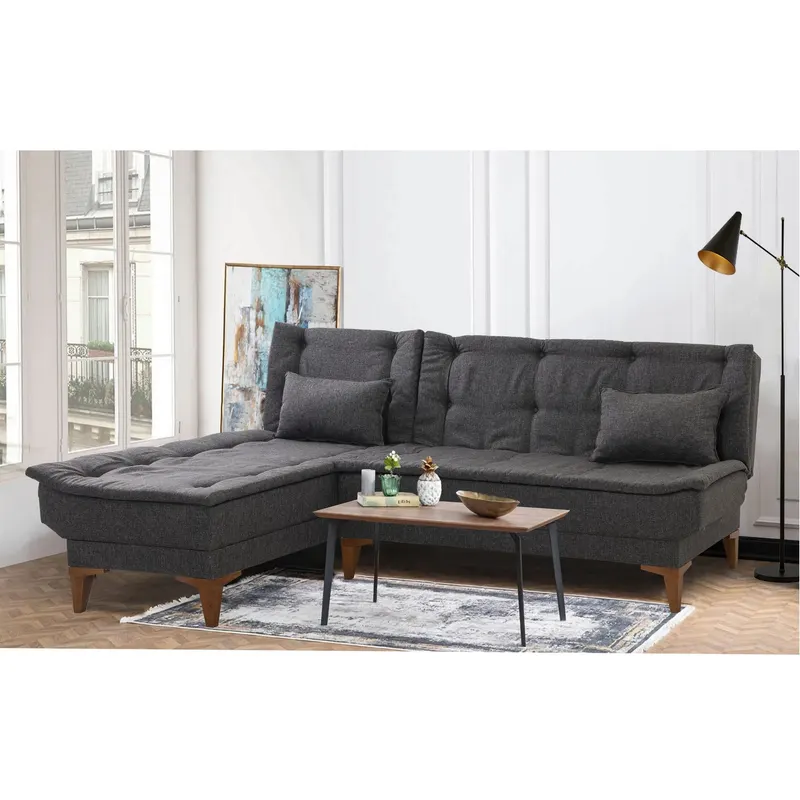 Canapea extensibilă Santo, Colț, Stânga, Diverse culori, 225x85x86 cm - Antracit