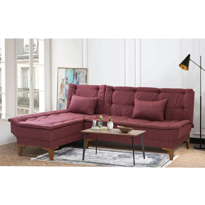 Canapea extensibilă Santo, Colț, Stânga, Diverse culori, 225x85x86 cm - Bordo