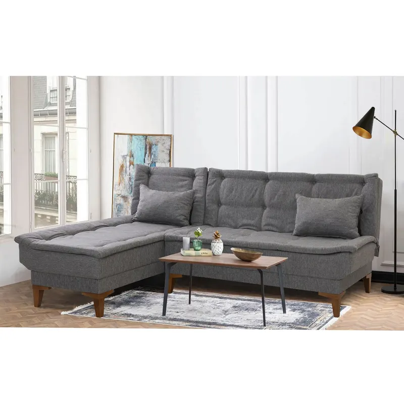 Canapea extensibilă Santo, Colț, Stânga, Diverse culori, 225x85x86 cm - Gri închis