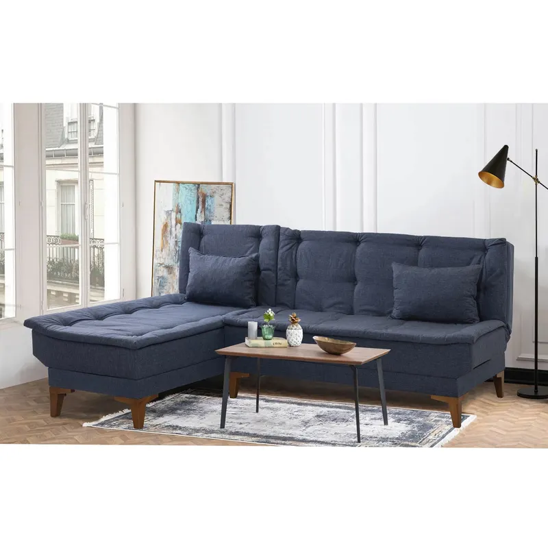 Canapea extensibilă Santo, Colț, Stânga, Diverse culori, 225x85x86 cm - Albastru închis