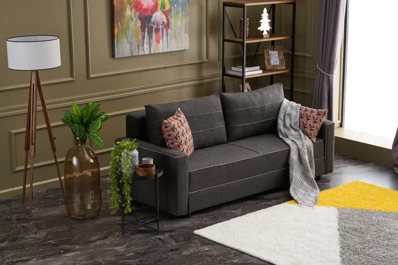 Canapea extensibilă Ece, 3 locuri, Diverse culori, 215x90x88 cm - Antracit