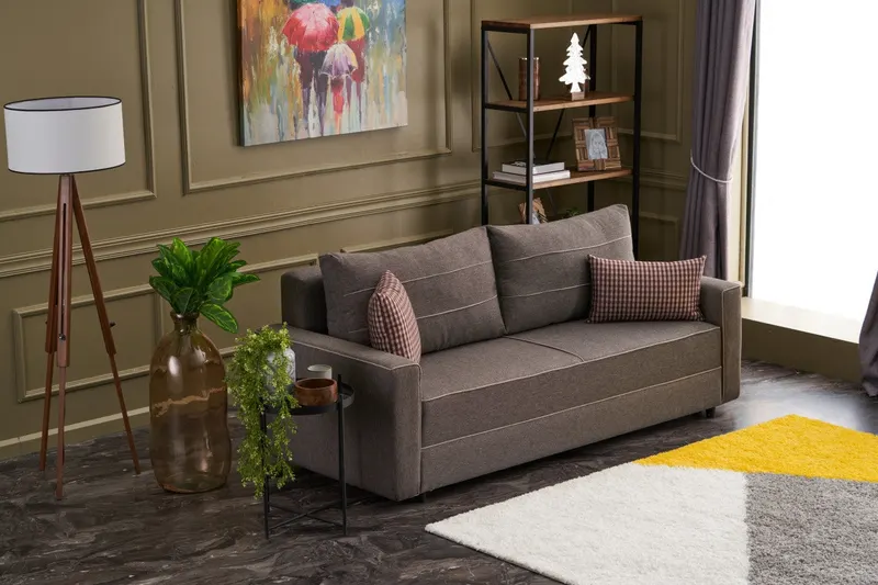 Canapea extensibilă Ece, 3 locuri, Diverse culori, 215x90x88 cm - Maro