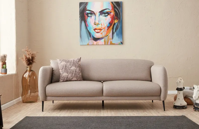Canapea extensibilă Venus, 3 locuri, Diverse culori, 210x95x80 cm - Crem