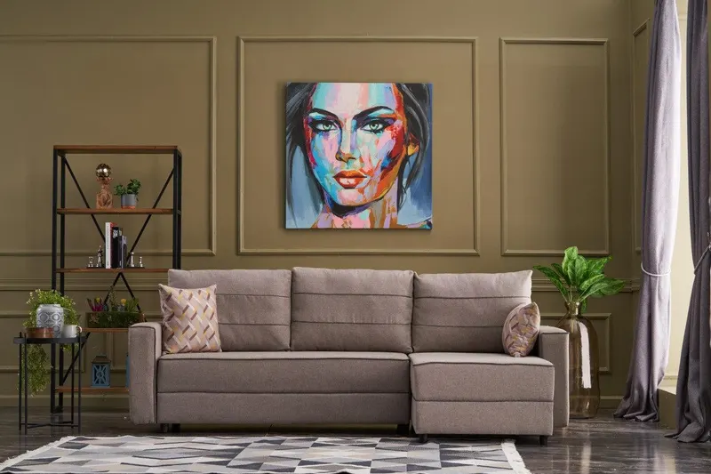Canapea extensibilă Ece, Colț, Dreapta, Diverse culori, 242x90x88 cm - Crem