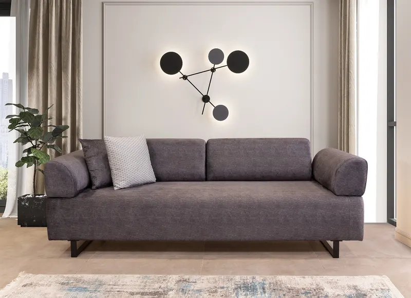 Canapea extensibilă 3 locuri Infinity, Cu măsuță laterală, Diverse culori, 90x66x80 cm - Antracit