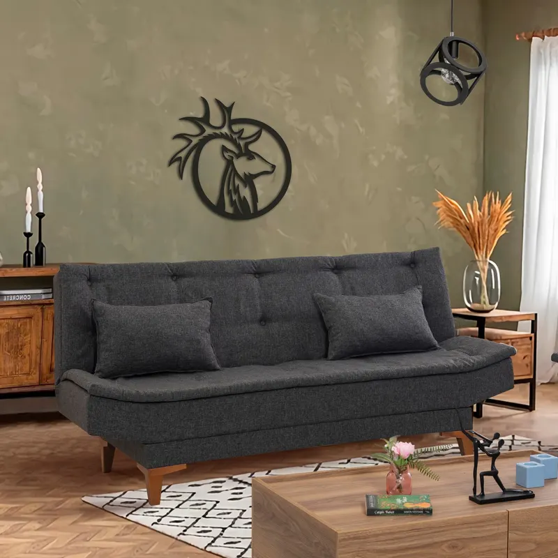 Canapea extensibilă Santo, 3 locuri, Diverse culori, 186x85x90 cm - Antracit