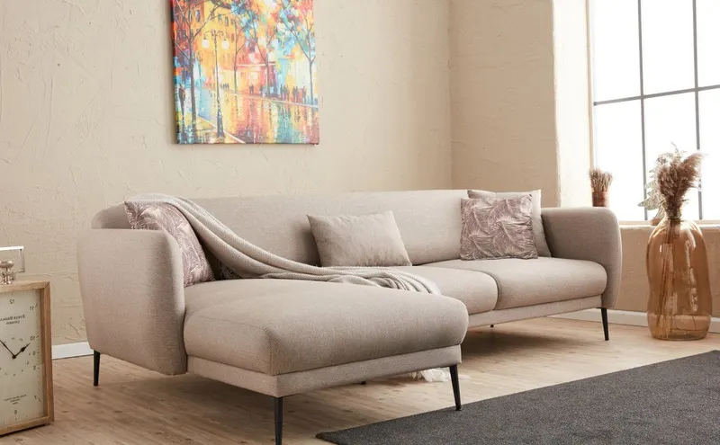 Canapea extensibilă Venus, Colț, Stânga, Diverse culori, 265x163x80 cm - Crem