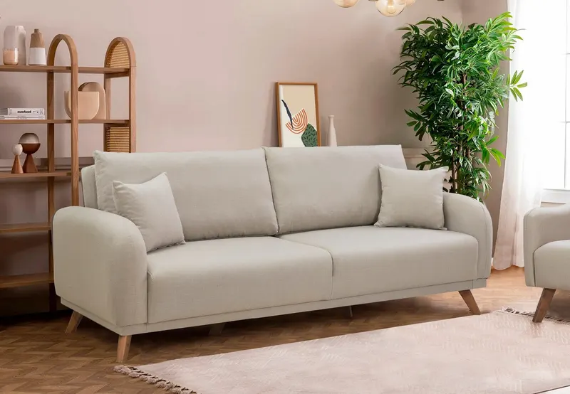 Canapea extensibilă Hera, 3 locuri, Diverse culori, 237x98x90 cm - Crem