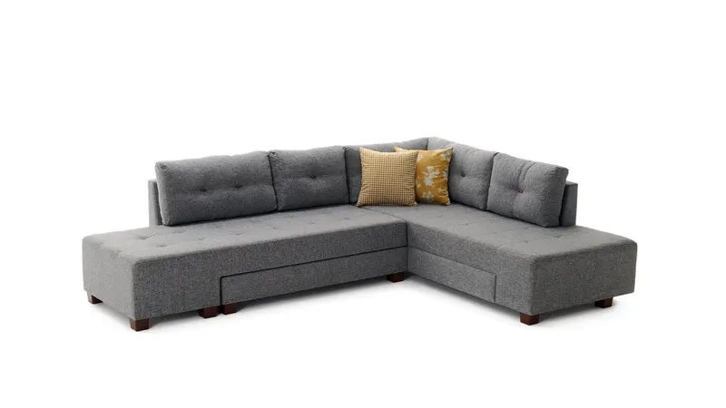 Canapea extensibilă de colț Manama, Dreapta, Diverse culori, 280x206x85 cm - Gri închis