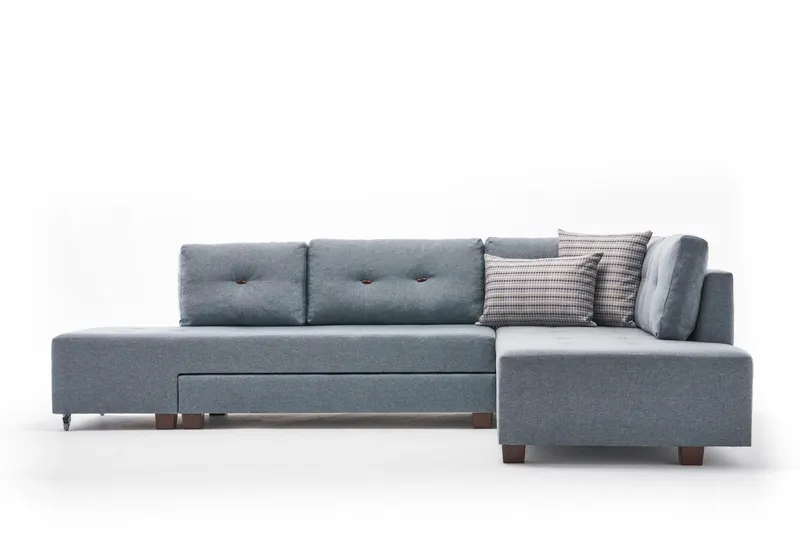 Canapea extensibilă de colț Manama, Dreapta, Diverse culori, 280x206x85 cm - Albastru deschis