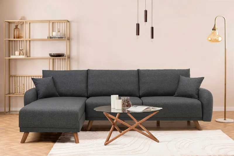 Canapea extensibilă Hera, Colț, Varianta 1, Diverse culori, 237x185x90 cm - Antracit