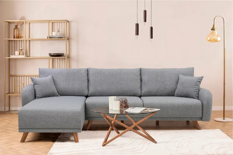 Canapea extensibilă Hera, Colț, Varianta 1, Diverse culori, 237x185x90 cm - Gri deschis